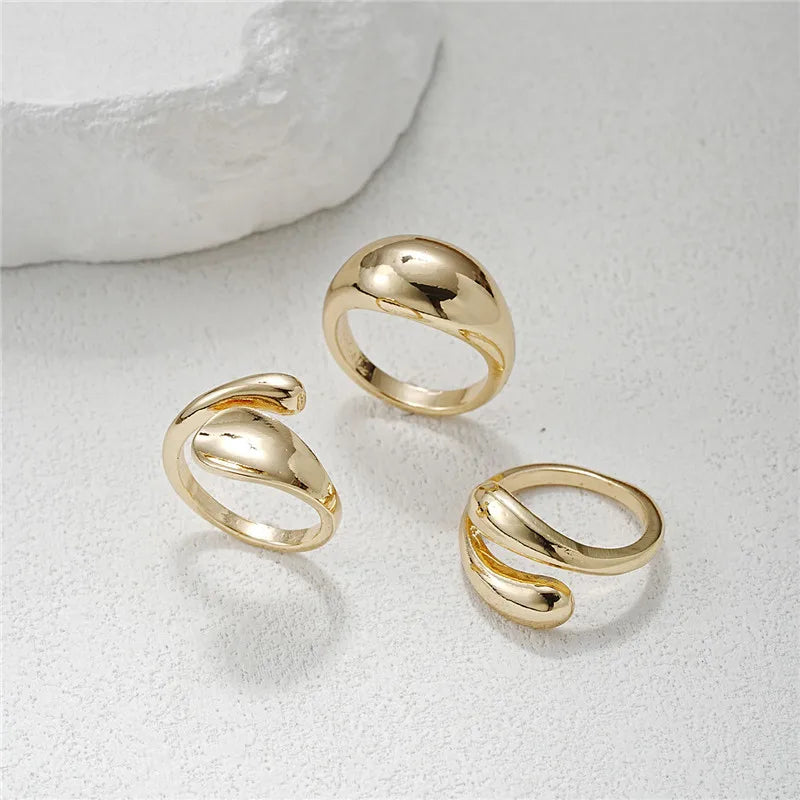 3Pcs Gold Rings Set