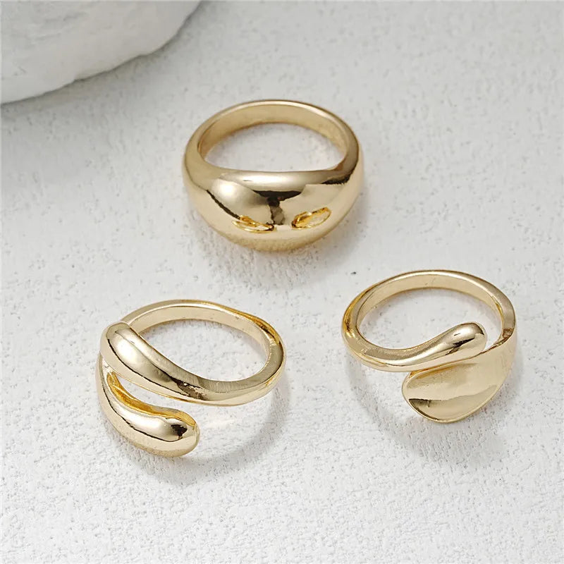 3Pcs Gold Rings Set