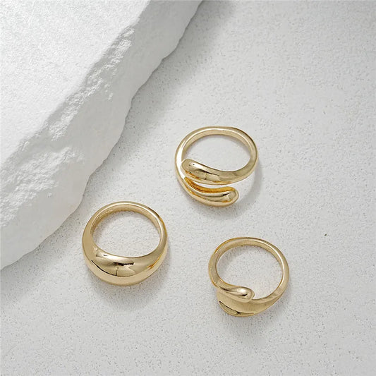 3Pcs Gold Rings Set 