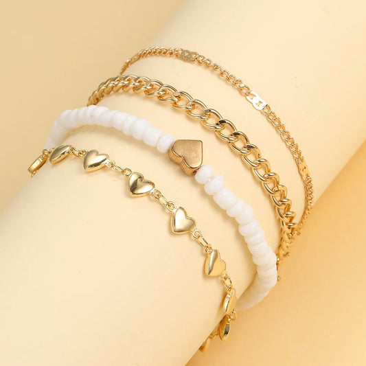 4Pcs Gold Anklet Set